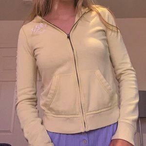 yellow hollister zip up hoodie